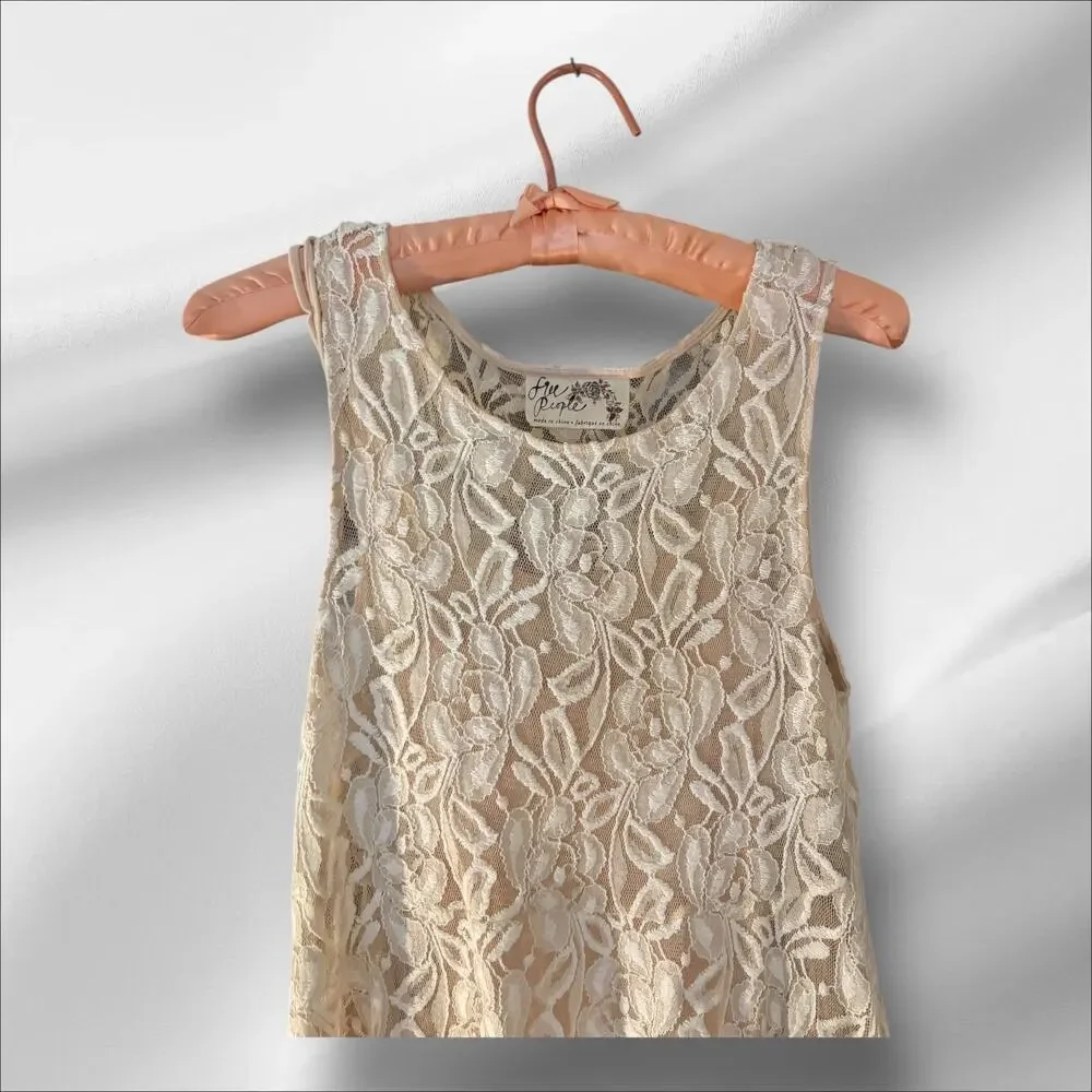Free People Miles of Lace Tank Dress  Lined SP Romantic Fairy Whimsy Festival - Picture 5 of 9